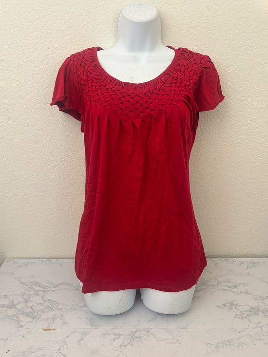 Style & Co. Tops - Style & Co Top Boho Peasant Short Sleeve Women’s PM Petite Red Pullover Ruffle